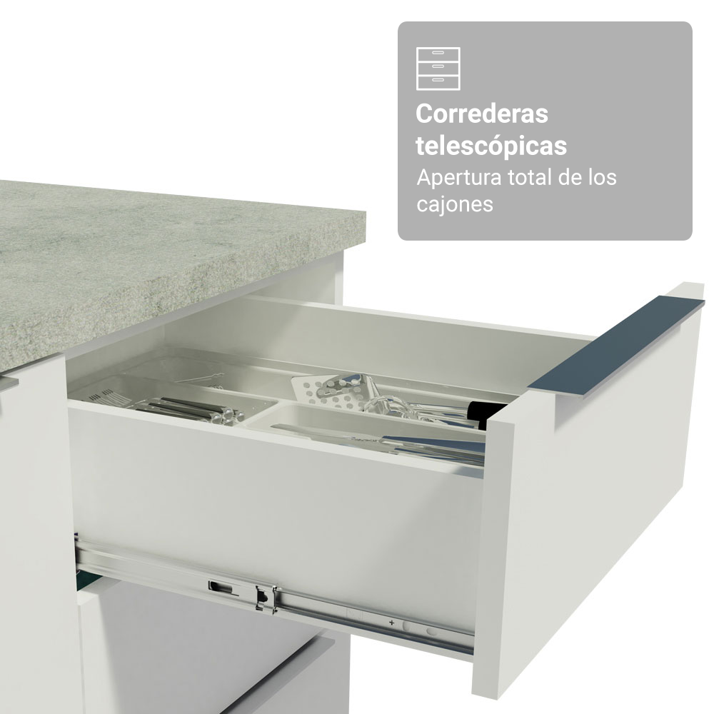 Kit Gabinete Bajo 2 Puertas y Vitrina 70 cm Blanco Stella Madesa