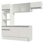 Cocina Integral 240 x 52 cm 7 Puertas 1 Cajón Con Mueble para Horno Blanco Topázio Madesa