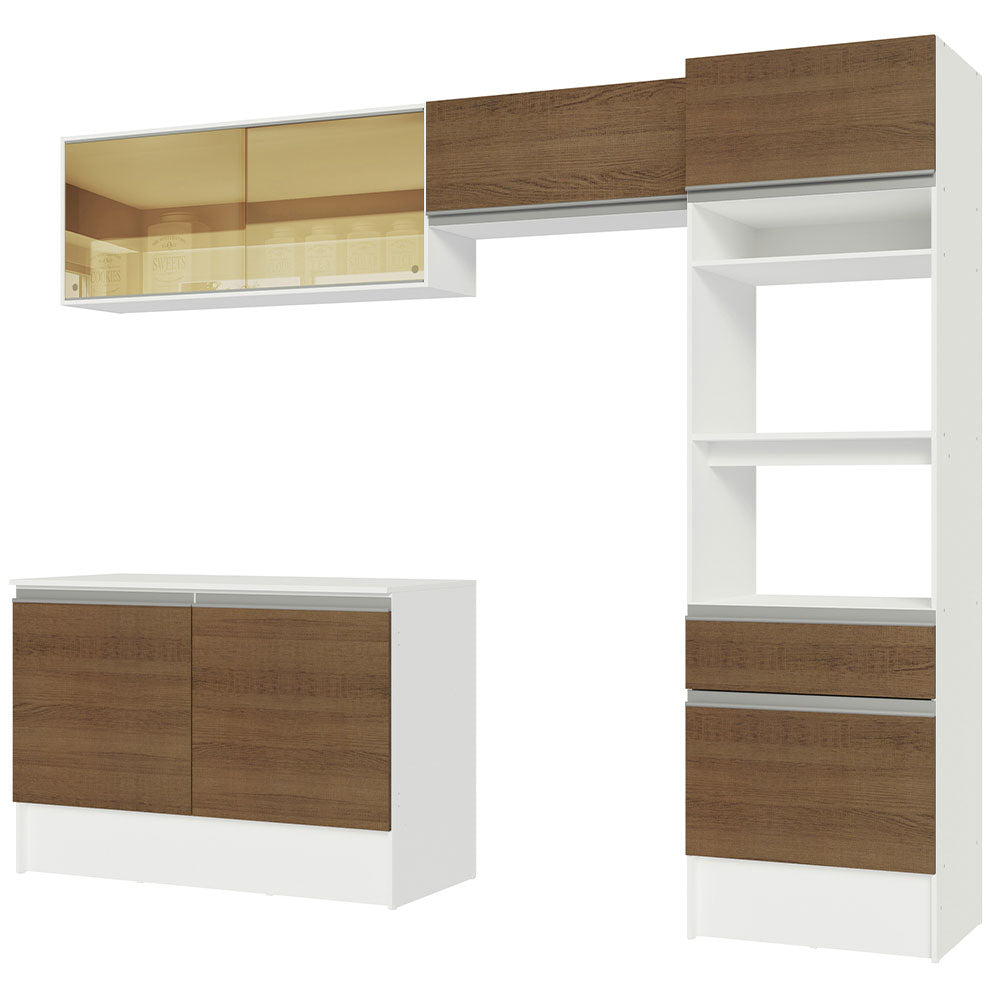 Cocina Integral 260 cm Con Mueble para Horno Blanco/Marrón Topázio Madesa