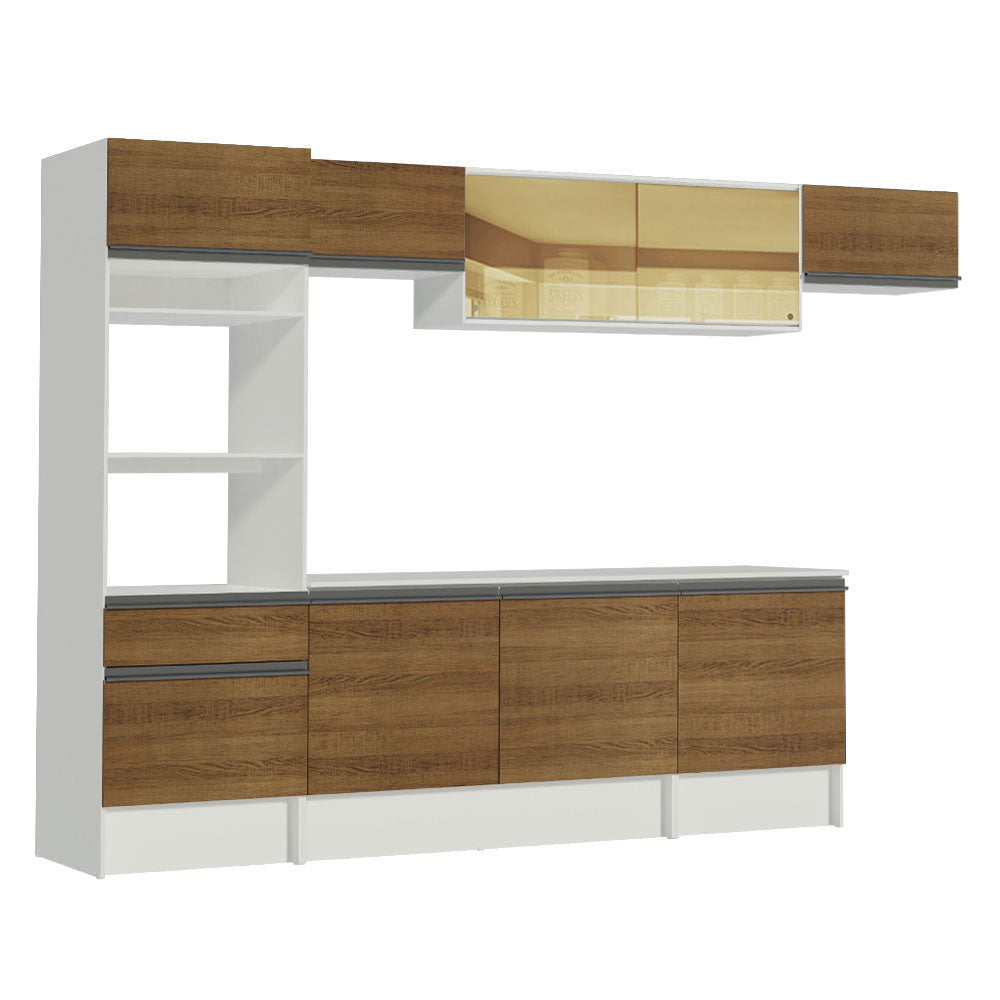 Cocina Integral 300cm Blanco/Marrón Diamante 02
