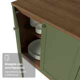 Combo Gabinete + Vitrina 70 cm Marrón/Verde Vik Madesa 02
