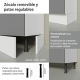 Gabinete para Baño 120 cm 3 Puertas 3 Cajones Agata Blanco/Gris 01