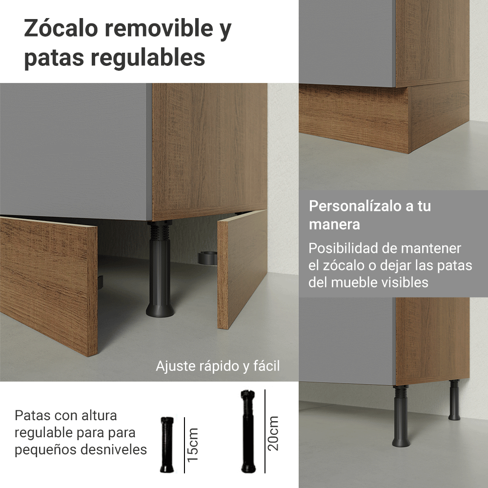 Gabinete para Baño 120 cm 3 Puertas 3 Cajones Agata Marrón/Gris 01