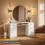 Tocador 136 cm 1 Puerta 3 Cajones Blanco Madesa