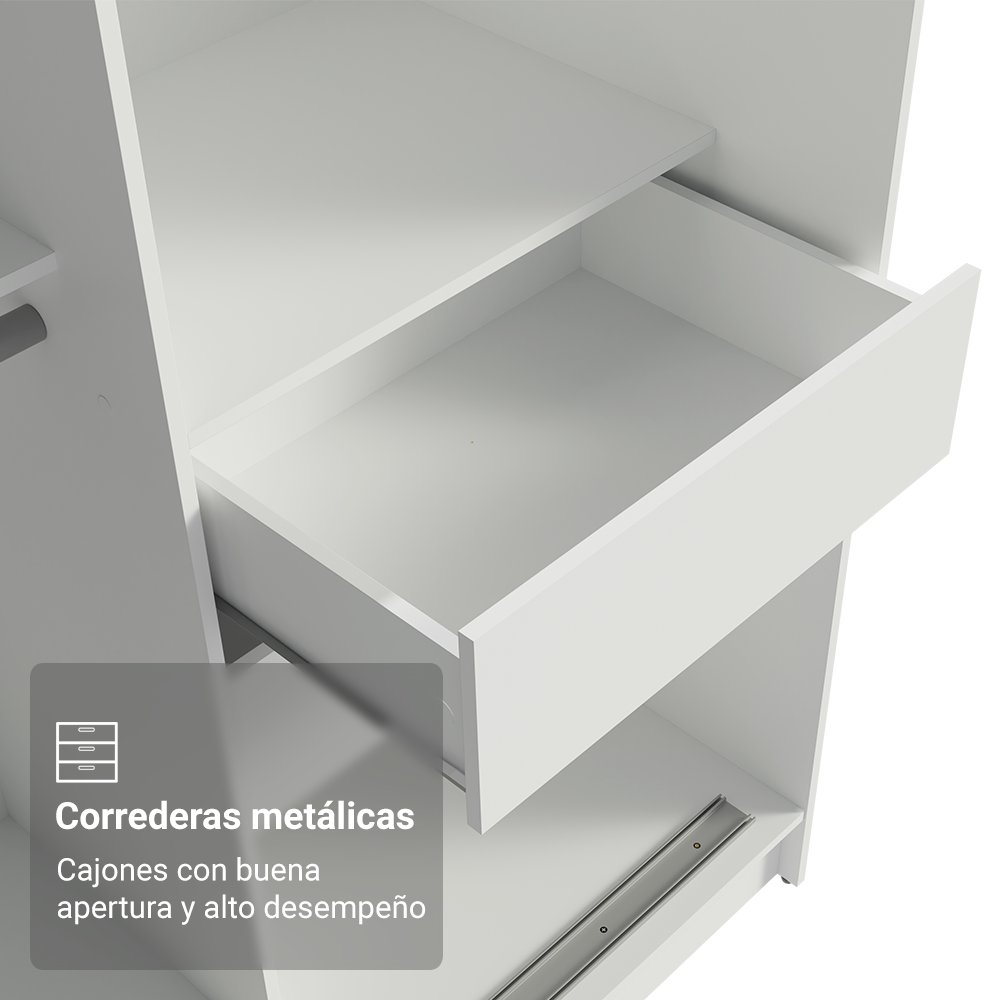 Conjunto de 2 Clósets 4 Puertas Corredizas Blanco/Marrón Tokio Madesa