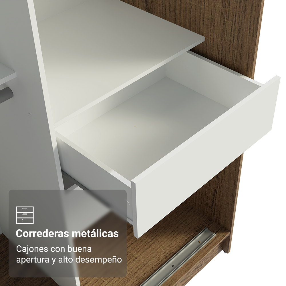 Conjunto de 2 Clósets 4 Puertas Corredizas con 2 Espejos Marrón/Blanco Tokio Madesa