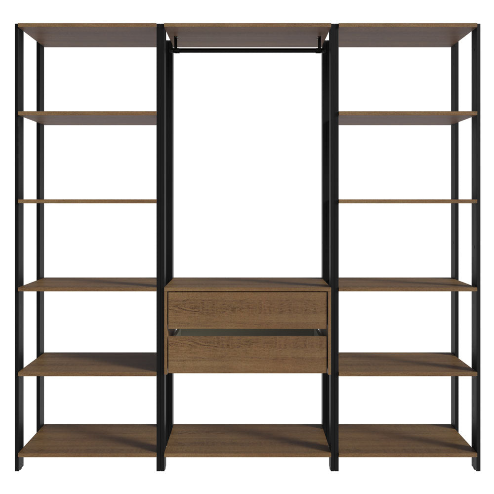 Clóset Abierto 188 cm 2 Cajones Marrón/Negro Valencia Madesa