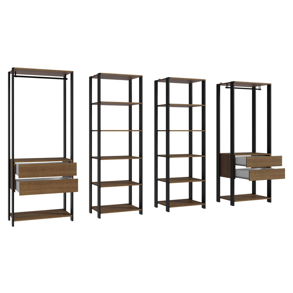 Clóset Modulado 4 Cajones 258cm Marrón/Negro Valencia 02