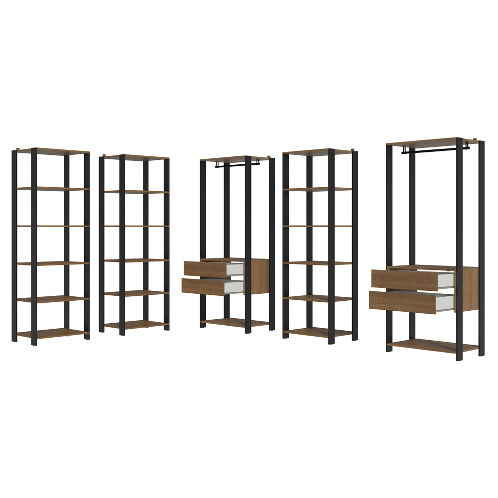 Clóset Modular 4 Cajones 417cm Marrón/Negro Valencia 01