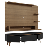 Mueble con Panel para TV hasta 60 Pulgadas 180 cm con patas Marrón/Negro/Marrón Reims Madesa