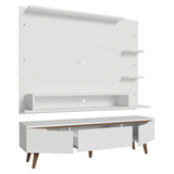 Mueble con Panel para TV hasta 60 Pulgadas 180 cm con patas Blanco/Marrón Reims Madesa