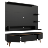Mueble con Panel para TV hasta 60 Pulgadas 180 cm con patas Negro/Marrón Reims Madesa