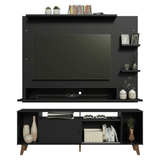 Mueble con Panel para TV hasta 60 Pulgadas 180 cm con patas Negro/Marrón Cancun Madesa