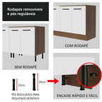 Kit 2 Gabinetes Bajos Multiuso 200 cm 4 Puertas 3 Cajones Marrón/Blanco Agata Madesa