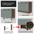 Kit 2 Gabinetes Bajos Multiuso 200 cm 4 Puertas 3 Cajones Marrón/Gris Agata Madesa