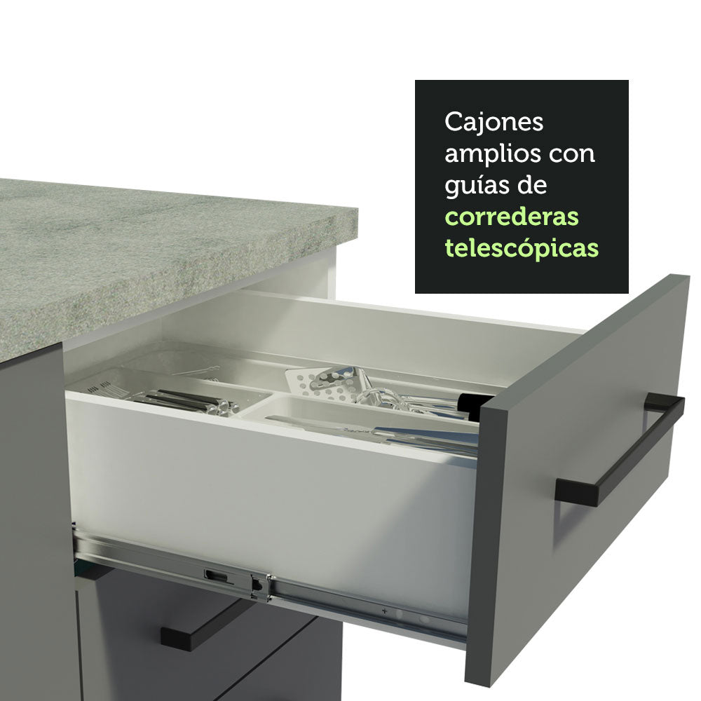 Kit Gabinete Bajo y Gabinete Superior Multiuso 200 cm Blanco/Gris Agata Madesa