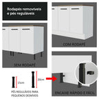 Kit 2 Gabinetes Bajos 2 Gabinetes Superiores 200 cm Blanco/Marrón Agata Madesa