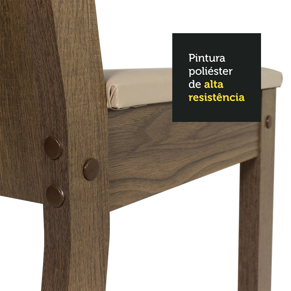 Conjunto de Comedor con Encimera Vidrio Circular 4 Sillas Marrón/Beige Paula Madesa