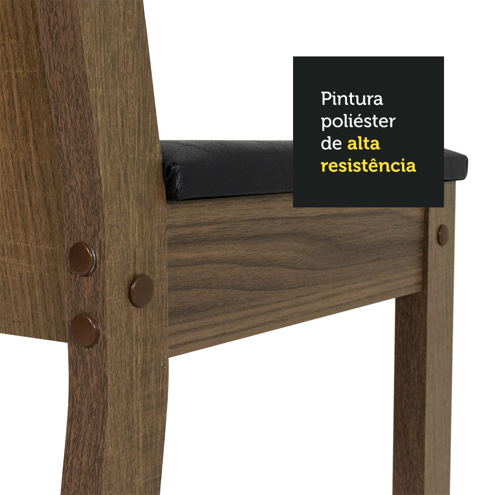 Conjunto de Comedor con Encimera Vidrio Circular 4 Sillas Marrón/Negro Paula Madesa