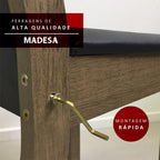 Conjunto de Comedor con Encimera Vidrio Circular 4 Sillas Marrón/Negro Ana Madesa