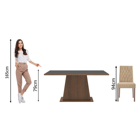 Juego de Comedor Madesa Ashley Sillas 4 Mesas Tapa de Madera - Marrón/Negro/Imperial