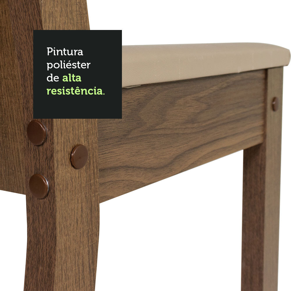 Juego de Comedor Mesa Encimera de Madera 4 Sillas Marrón/Negro/Sintético Beige Samara