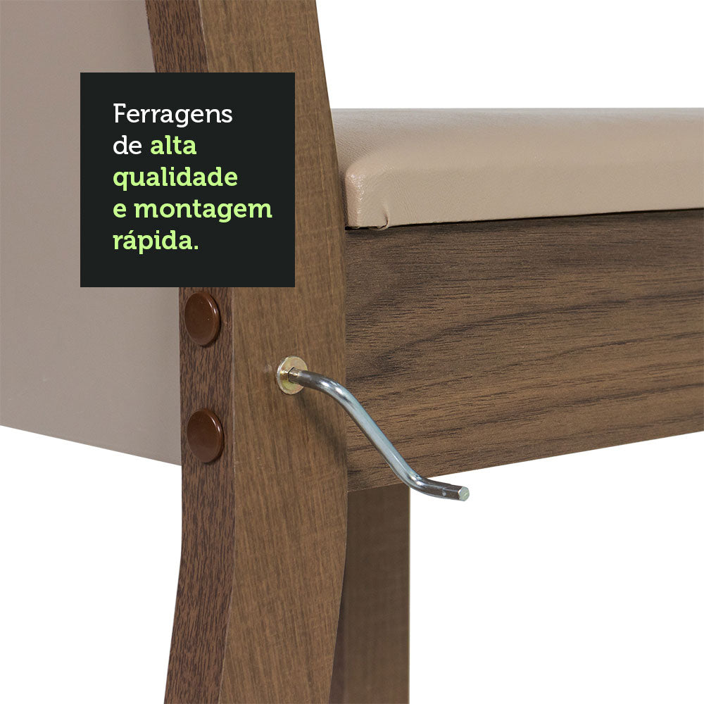 Conjunto de Comedor 4 Sillas Marrón/Crema/Beige Angel Madesa