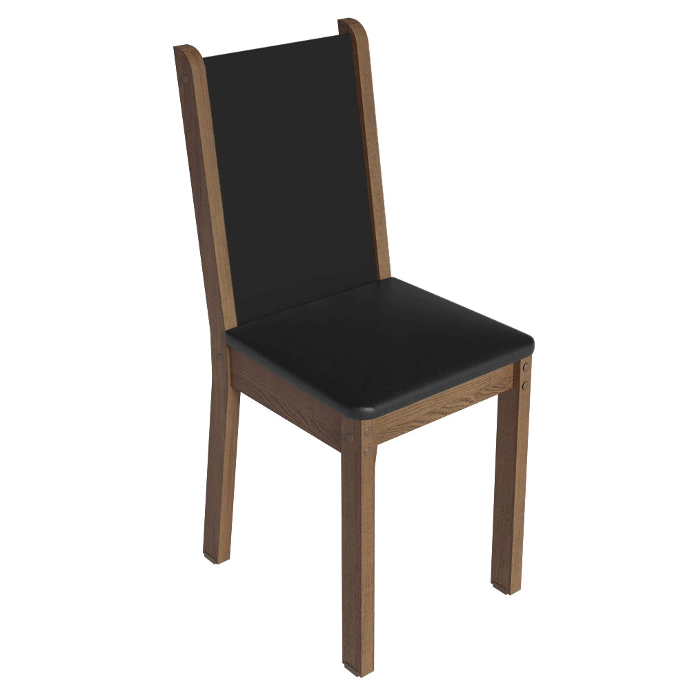 Juego de Comedor Mesa con Encimera de Vidrio 4 Sillas Negro/Marrón Martina