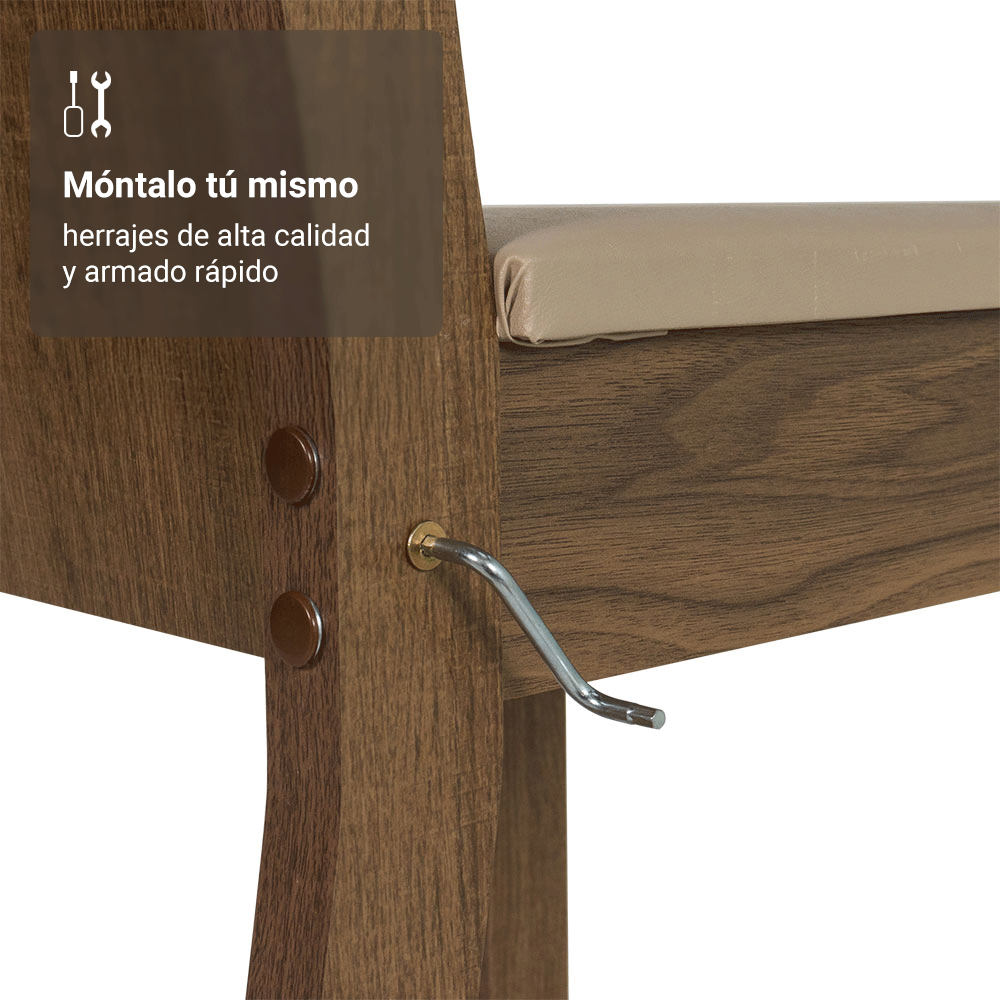 Juego de Comedor Mesa con Encimera de Vidrio 4 Sillas Marrón/Beige Camelia