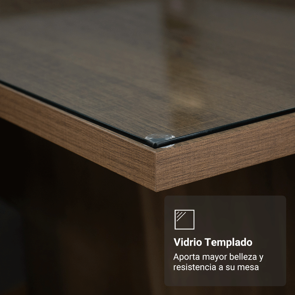 Juego de Comedor Mesa con Encimera de Vidrio 4 Sillas Marrón/Imperial Reale