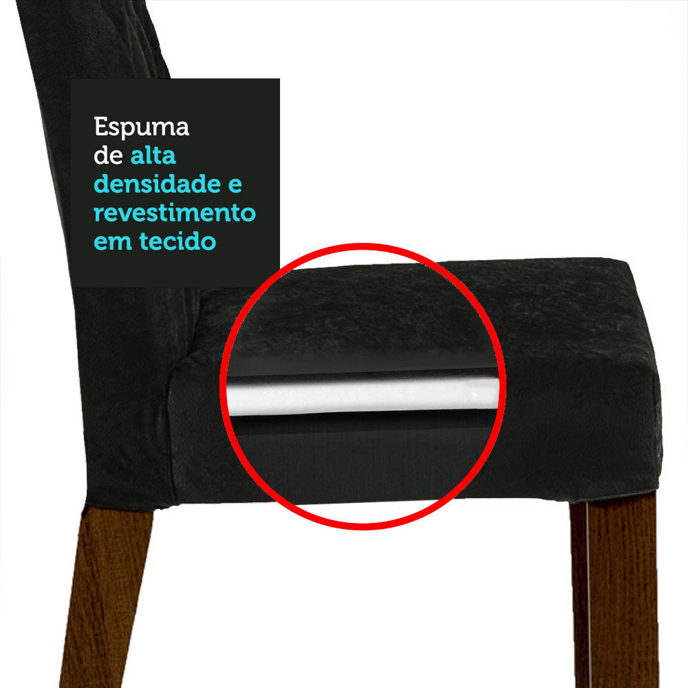 Conjunto de Comedor con Encimera Vidrio 6 Sillas Marrón/Negro/Oxford Marissa Madesa