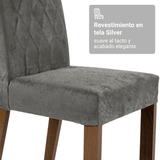 Juego de Comedor Mesa con Encimera de Madera 6 Sillas Marrón/Negro/Silver Allegro