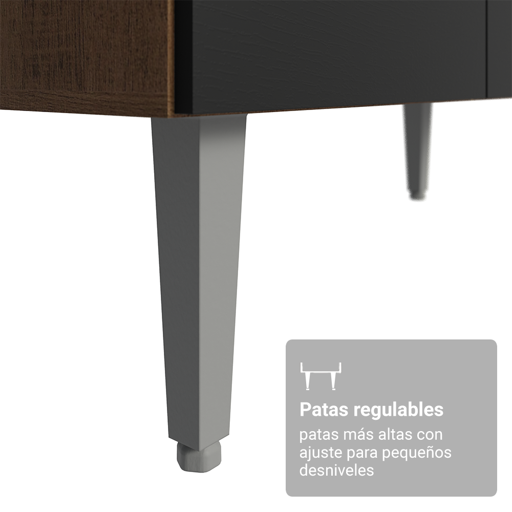 Credenza Bufetera 105cm 3 Puertas 1 Cajón Marrón/Negro