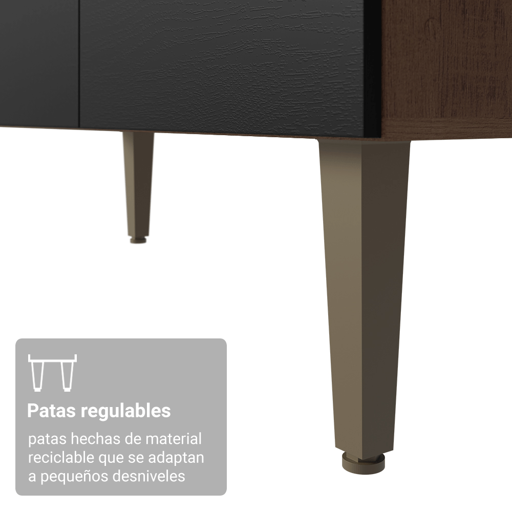 Kit Cocina Gabinete Bajo 3 Puertas 2 Cajones y Estante Despensero 5 Niveles Marrón/Negro