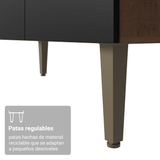 Kit Cocina Gabinete Bajo 3 Puertas 2 Cajones y Estante Despensero 5 Niveles Marrón/Negro