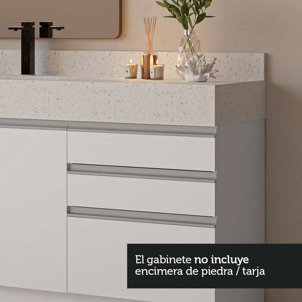Gabinete para Baño 180cm 3 Puertas 3 Cajones Blanco Madesa