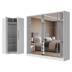 Kit Clóset Esquinero Modular y Clóset Matrimonial 3 Puertas Corredizas con 3 Espejos Blanco Neo Madesa