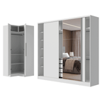 Kit Clóset Esquinero Modular y Clóset Matrimonial 3 Puertas Corredizas con 1 Espejo Blanco Neo Madesa