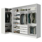 Kit Clóset Esquinero Modular y Clóset Matrimonial 3 Puertas Corredizas Blanco Neo Madesa