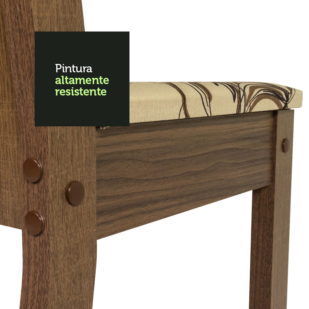 Juego de Comedor Megan Mesa con Encimera y 6 Sillas Marrón/Lírio Beige