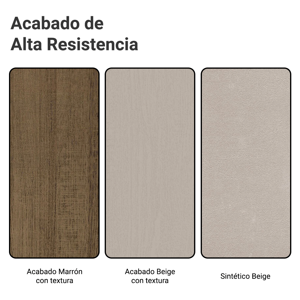 Juego de Comedor Madesa Jaíne Mesa de Madera + 6 Sillas Color Marrón/Crema Tapizadas en Tela Sintética Beige