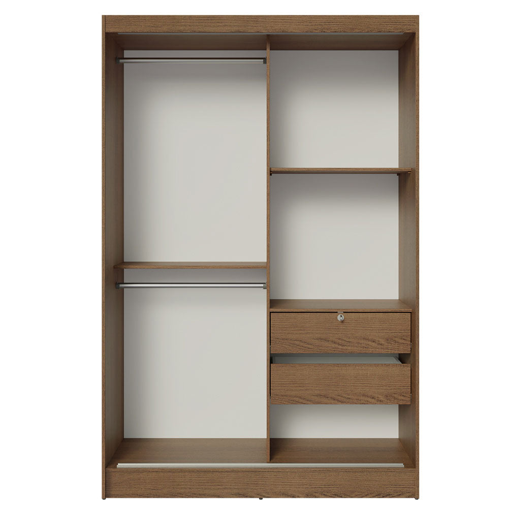 Clóset Soltero 119 cm 2 Puertas Corredizas Con 2 Espejos Marrón Luke Madesa