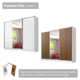 Clóset Matrimonial con Espejo Royale 3 Puertas Correderas Blanco 100% MDF