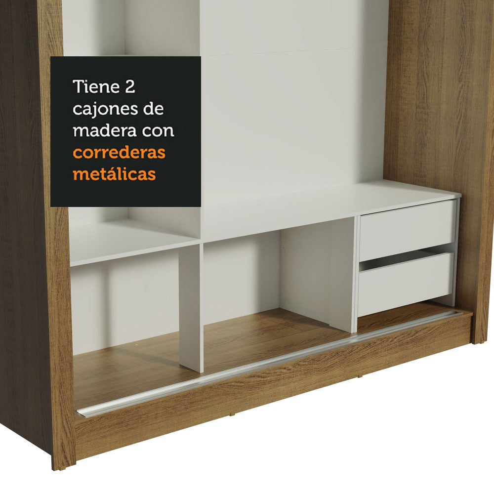 Clóset Matrimonial Lyon 3 Puertas Correderas con Espejo 2 Cajones Marrón
