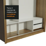 Clóset Matrimonial Lyon 3 Puertas Correderas con Espejo 2 Cajones Marrón