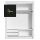 Clóset Soltero 2 Puertas Corredizas con Espejo 2 Cajones Blanco/Marrón Dallas