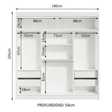 Clóset Matrimonial Reno 3 Puertas Corredizas - Blanco