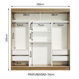 Clóset Matrimonial Reno 3 Puertas Corredizas 1 con Espejo - Marron