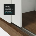 Clóset Matrimonial 170 cm 3 Puertas Corredizas 4 Cajones Con 1 Espejo Marrón/Blanco Sublime Madesa