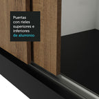 Clóset Matrimonial 170 cm 3 Puertas Corredizas 2 Cajones Negro/Marrón Sublime Madesa